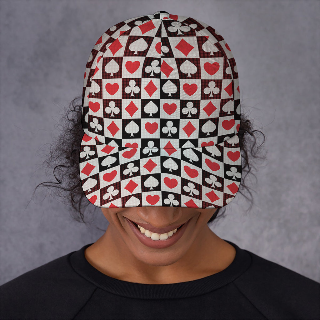 Playing Card Suits Check Pattern Print Baseball Cap