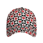 Playing Card Suits Check Pattern Print Baseball Cap