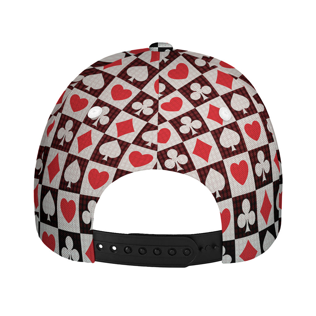 Playing Card Suits Check Pattern Print Baseball Cap