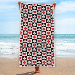 Playing Card Suits Check Pattern Print Beach Towel
