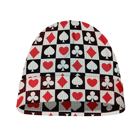 Playing Card Suits Check Pattern Print Beanie