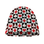 Playing Card Suits Check Pattern Print Beanie