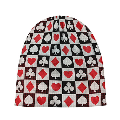 Playing Card Suits Check Pattern Print Beanie