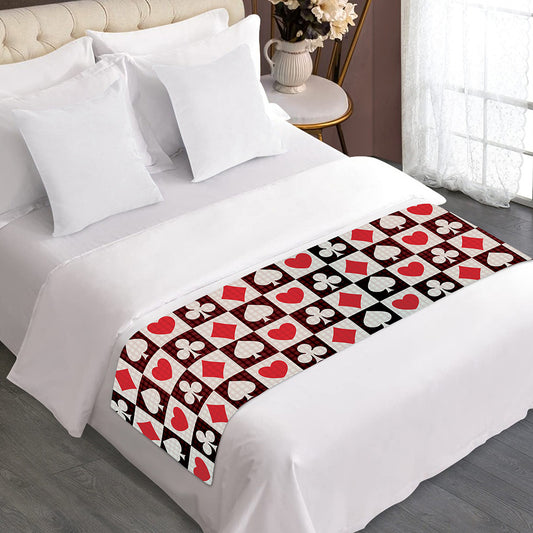 Playing Card Suits Check Pattern Print Bed Runner