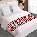 Playing Card Suits Check Pattern Print Bed Runner