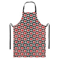 Playing Card Suits Check Pattern Print Bib Apron With Pocket