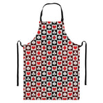 Playing Card Suits Check Pattern Print Bib Apron With Pocket