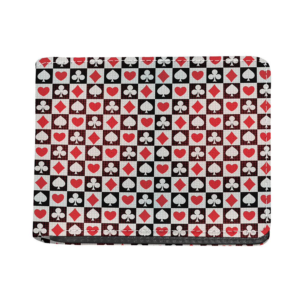 Playing Card Suits Check Pattern Print Bifold Wallet