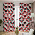 Playing Card Suits Check Pattern Print Dimout Pencil Pleat Curtains