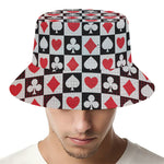 Playing Card Suits Check Pattern Print Bucket Hat