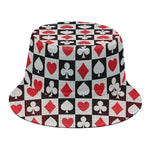 Playing Card Suits Check Pattern Print Bucket Hat