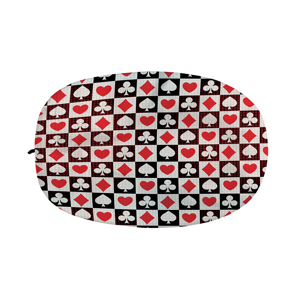 Playing Card Suits Check Pattern Print Car Side Mirror Covers