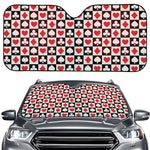 Playing Card Suits Check Pattern Print Car Windshield Sun Shade