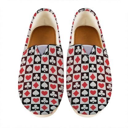 Playing Card Suits Check Pattern Print Casual Shoes