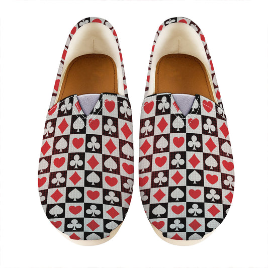 Playing Card Suits Check Pattern Print Casual Shoes
