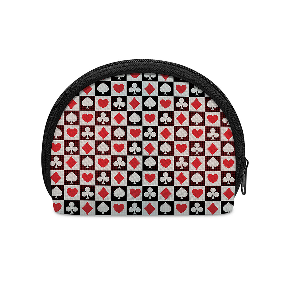 Playing Card Suits Check Pattern Print Coin Purse