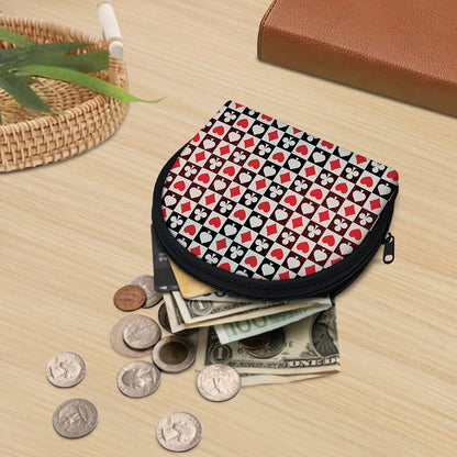 Playing Card Suits Check Pattern Print Coin Purse