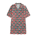 Playing Card Suits Check Pattern Print Cotton Hawaiian Shirt