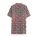Playing Card Suits Check Pattern Print Cotton Hawaiian Shirt