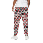 Playing Card Suits Check Pattern Print Cotton Pants