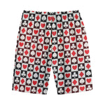 Playing Card Suits Check Pattern Print Cotton Shorts