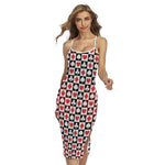 Playing Card Suits Check Pattern Print Cross Back Cami Dress