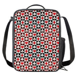 Playing Card Suits Check Pattern Print Crossbody Lunch Bag