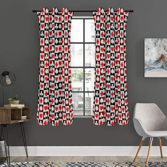 Playing Card Suits Check Pattern Print Curtain