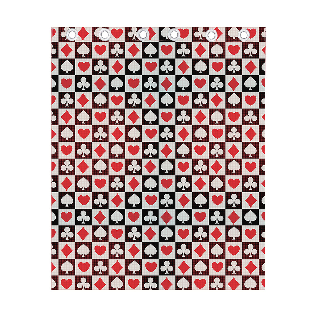 Playing Card Suits Check Pattern Print Curtain