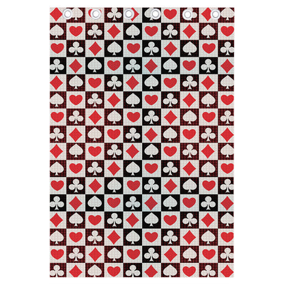 Playing Card Suits Check Pattern Print Curtain