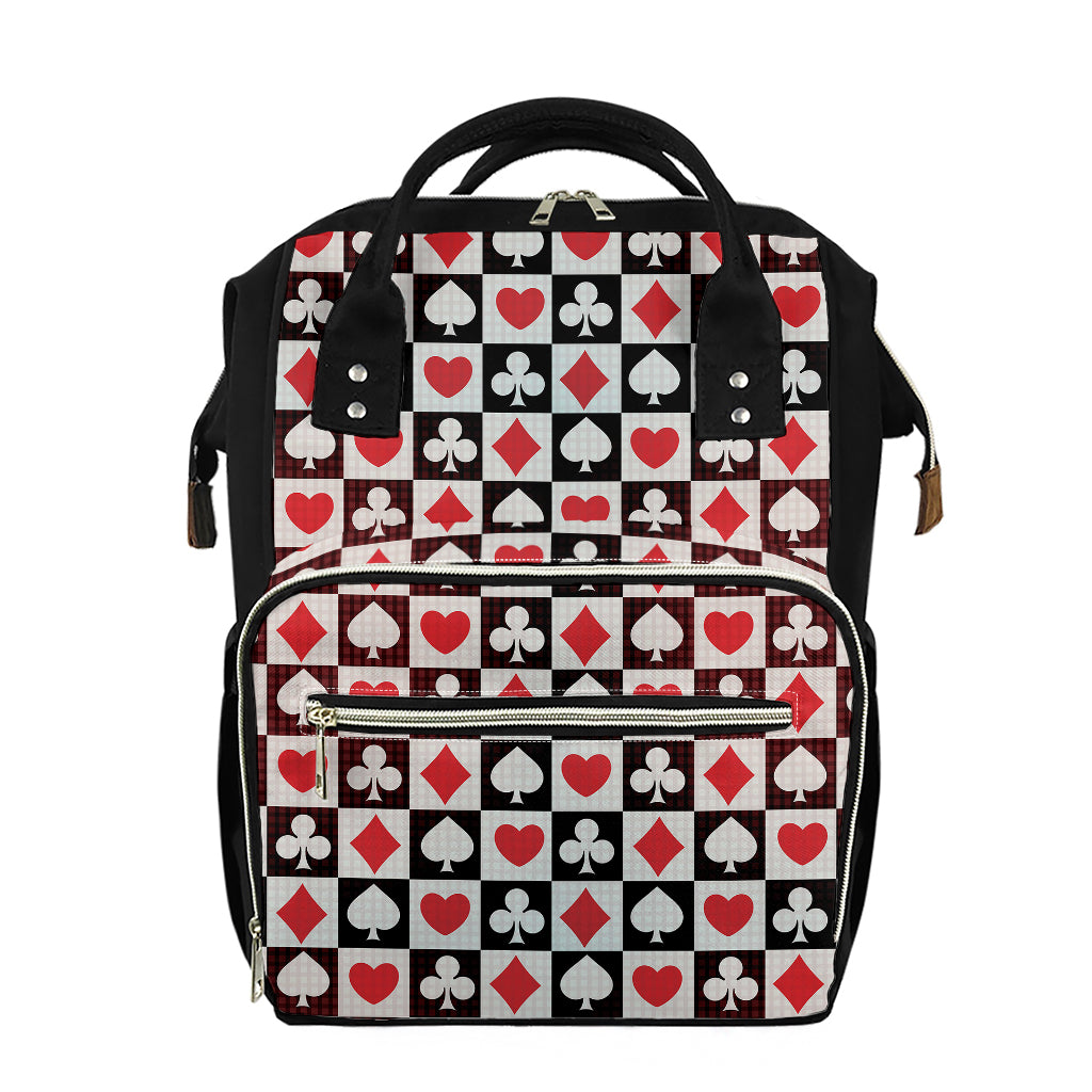 Playing Card Suits Check Pattern Print Diaper Bag