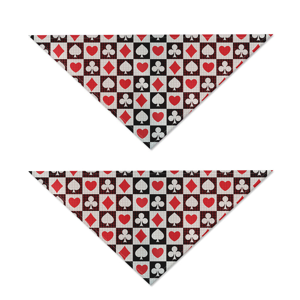 Playing Card Suits Check Pattern Print Dog Bandana