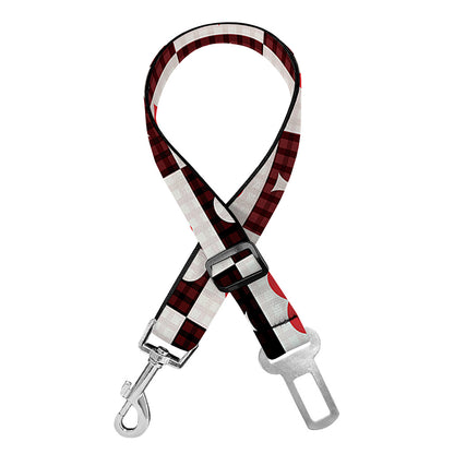 Playing Card Suits Check Pattern Print Dog Seat Belt