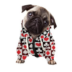 Playing Card Suits Check Pattern Print Dog Zip Up Hoodie