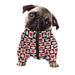 Playing Card Suits Check Pattern Print Dog Zip Up Jacket