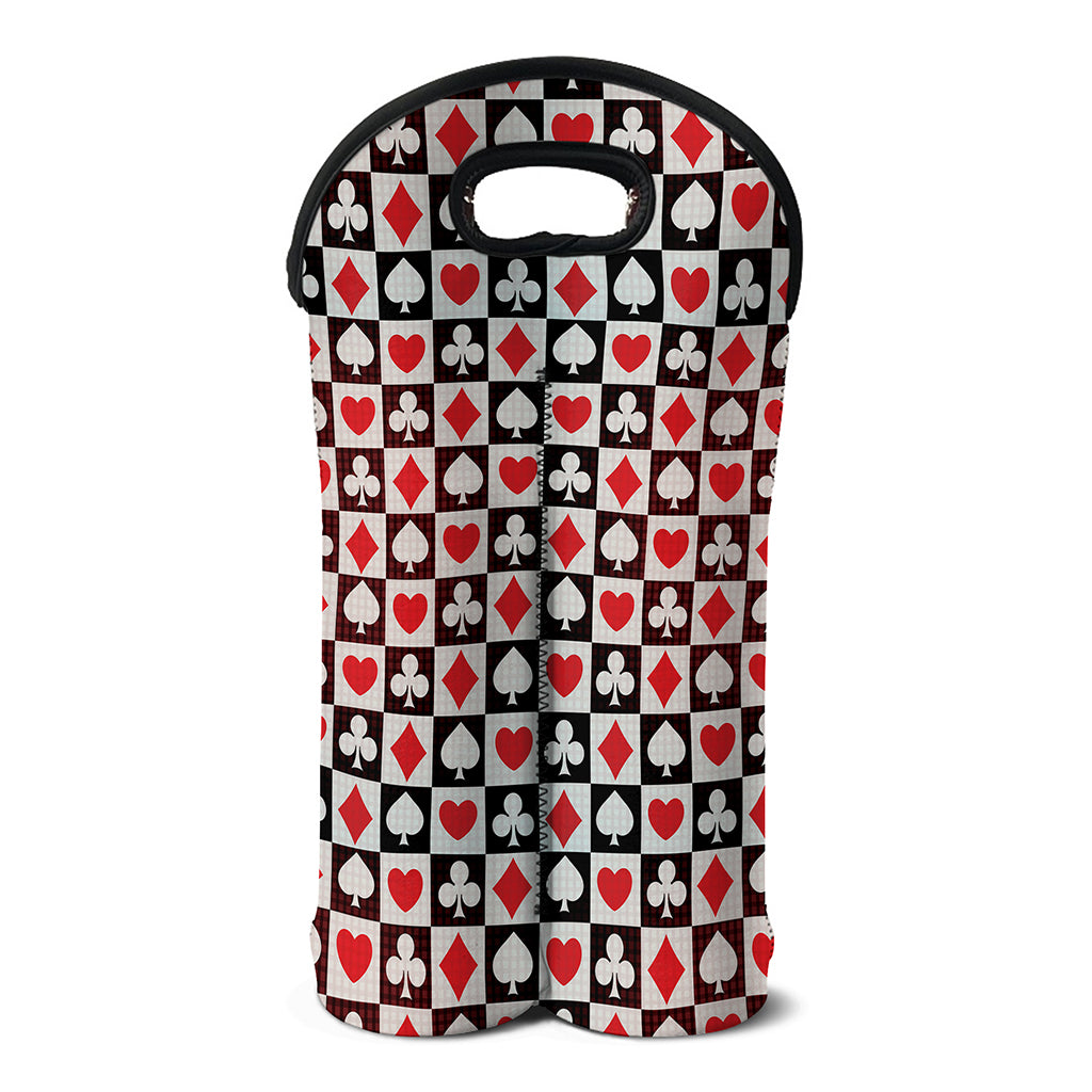 Playing Card Suits Check Pattern Print Double Neoprene Wine Tote