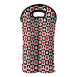 Playing Card Suits Check Pattern Print Double Neoprene Wine Tote