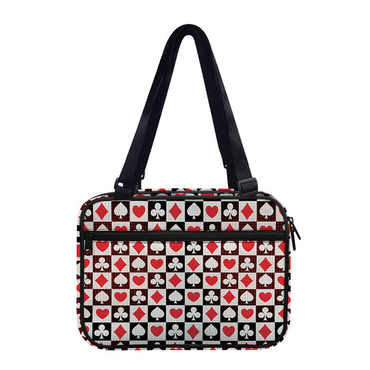 Playing Card Suits Check Pattern Print Double Strap Bible Bag