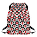 Playing Card Suits Check Pattern Print Drawstring Backpack
