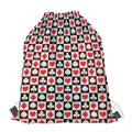 Playing Card Suits Check Pattern Print Drawstring Bag