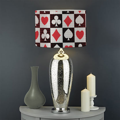 Playing Card Suits Check Pattern Print Drum Lamp Shade