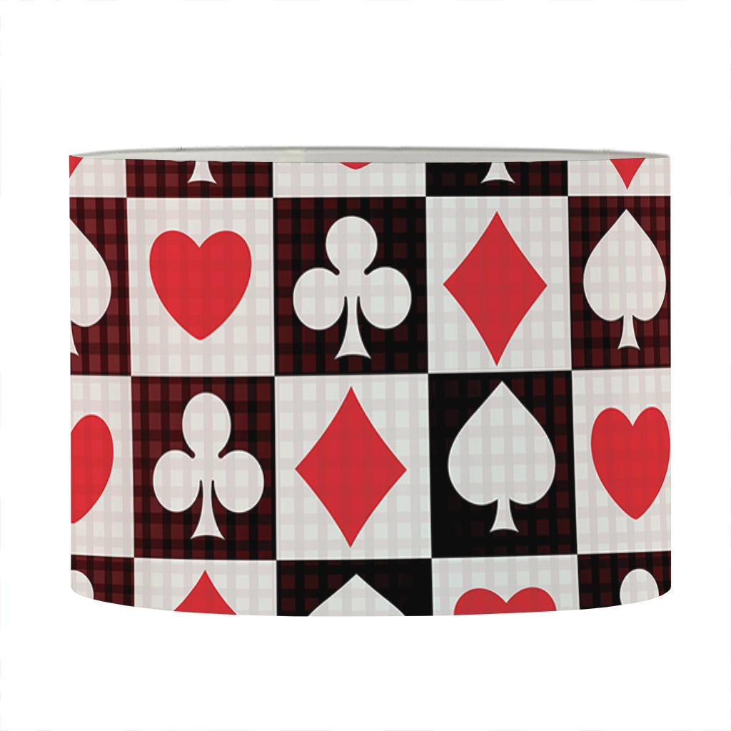 Playing Card Suits Check Pattern Print Drum Lamp Shade