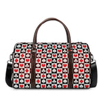 Playing Card Suits Check Pattern Print Duffle Bag