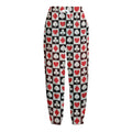 Playing Card Suits Check Pattern Print Fleece Lined Knit Pants