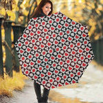 Playing Card Suits Check Pattern Print Foldable Umbrella