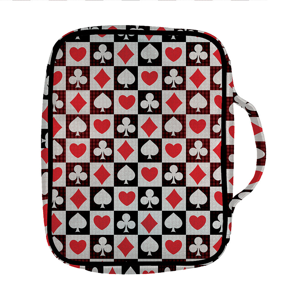 Playing Card Suits Check Pattern Print Front Pocket Bible Bag