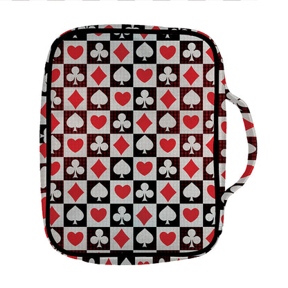 Playing Card Suits Check Pattern Print Front Pocket Bible Bag
