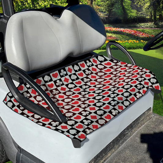Playing Card Suits Check Pattern Print Golf Cart Seat Cover