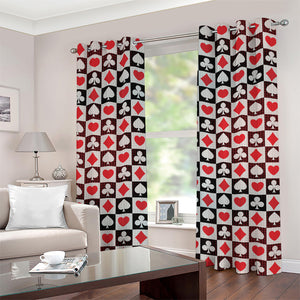 Playing Card Suits Check Pattern Print Grommet Curtains