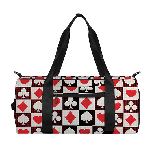 Playing Card Suits Check Pattern Print Gym Bag